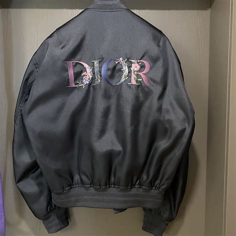 dior floral bomber|Dior leather jacket.